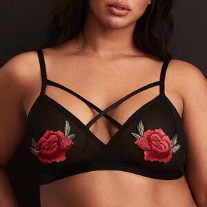 Torrid Unlined Mesh Rose Applique Bralette - Torrid Size 1